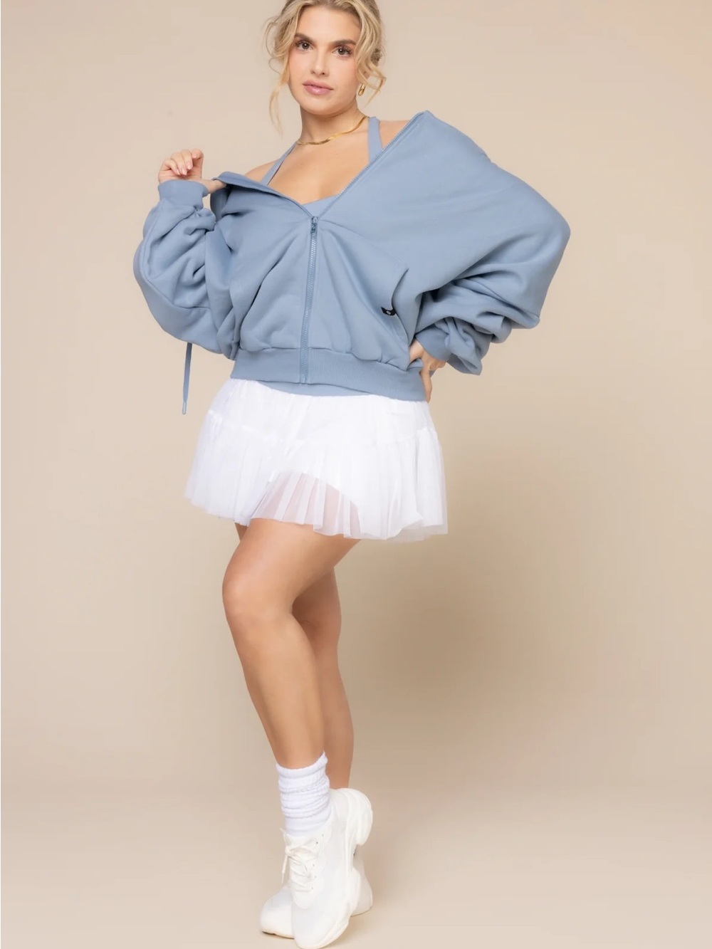 POPFLEX Zip Cloud Hoodie - Blue Storm
